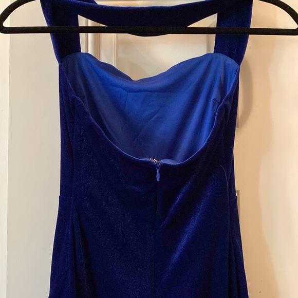 Lulus Enchanting Touch Royal Blue Velvet Halter Mermaid Maxi Dress sz XS - Picture 6 of 10